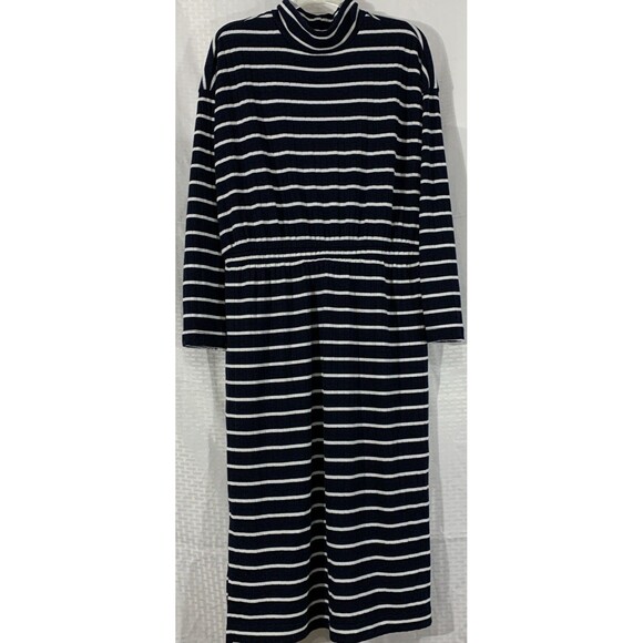 Old Navy Knit Lightweight Dress Navy White Womens M Long Sleeve Mock Neck - Picture 3 of 7